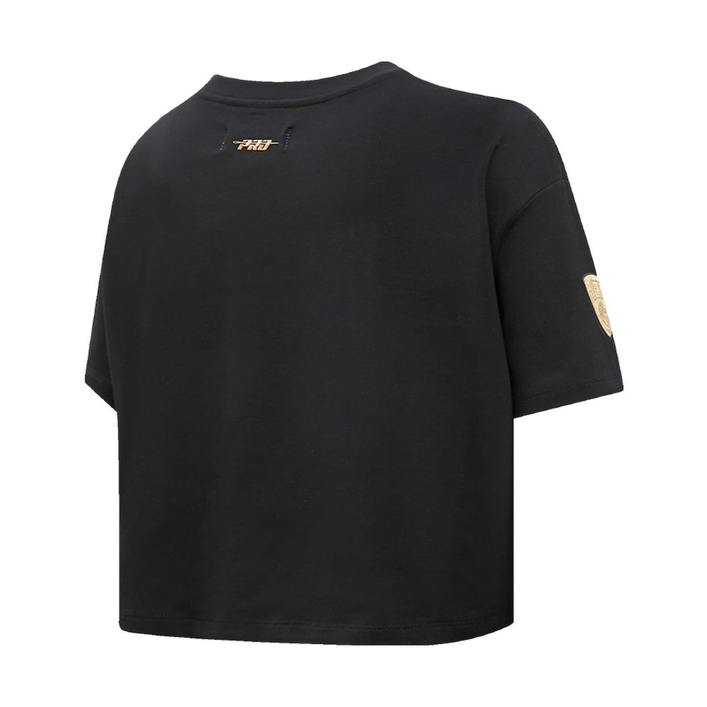Black Brooklyn Nets Pro Standard Women's Holiday Glam Boxy T-Shirt | NBA