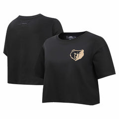 Black Memphis Grizzlies Pro Standard Women's Holiday Glam Boxy T-Shirt | NBA