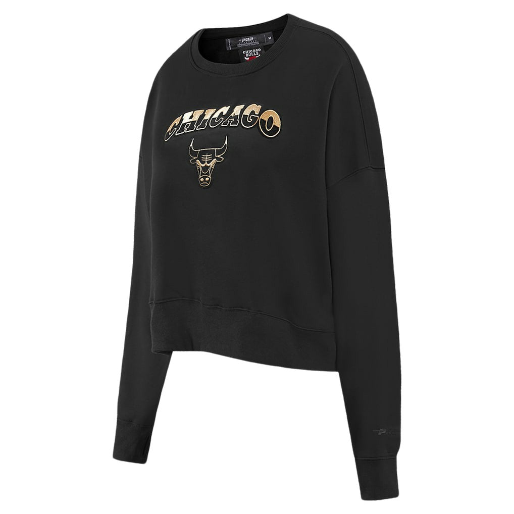 Black Chicago Bulls Pro Standard Women's Glam Cropped Pullover Sweatshirt - Black for sale | NBA