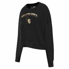 Black Philadelphia 76ers Pro Standard Women's Glam Cropped Pullover Sweatshirt - Black for sale | NBA