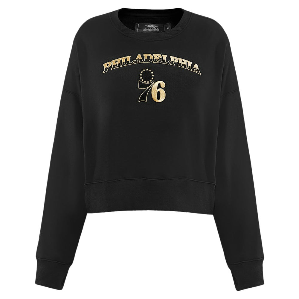 Black Philadelphia 76ers Pro Standard Women's Glam Cropped Pullover Sweatshirt - Black for sale | NBA
