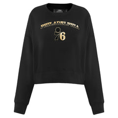 Black Philadelphia 76ers Pro Standard Women's Glam Cropped Pullover Sweatshirt - Black for sale | NBA