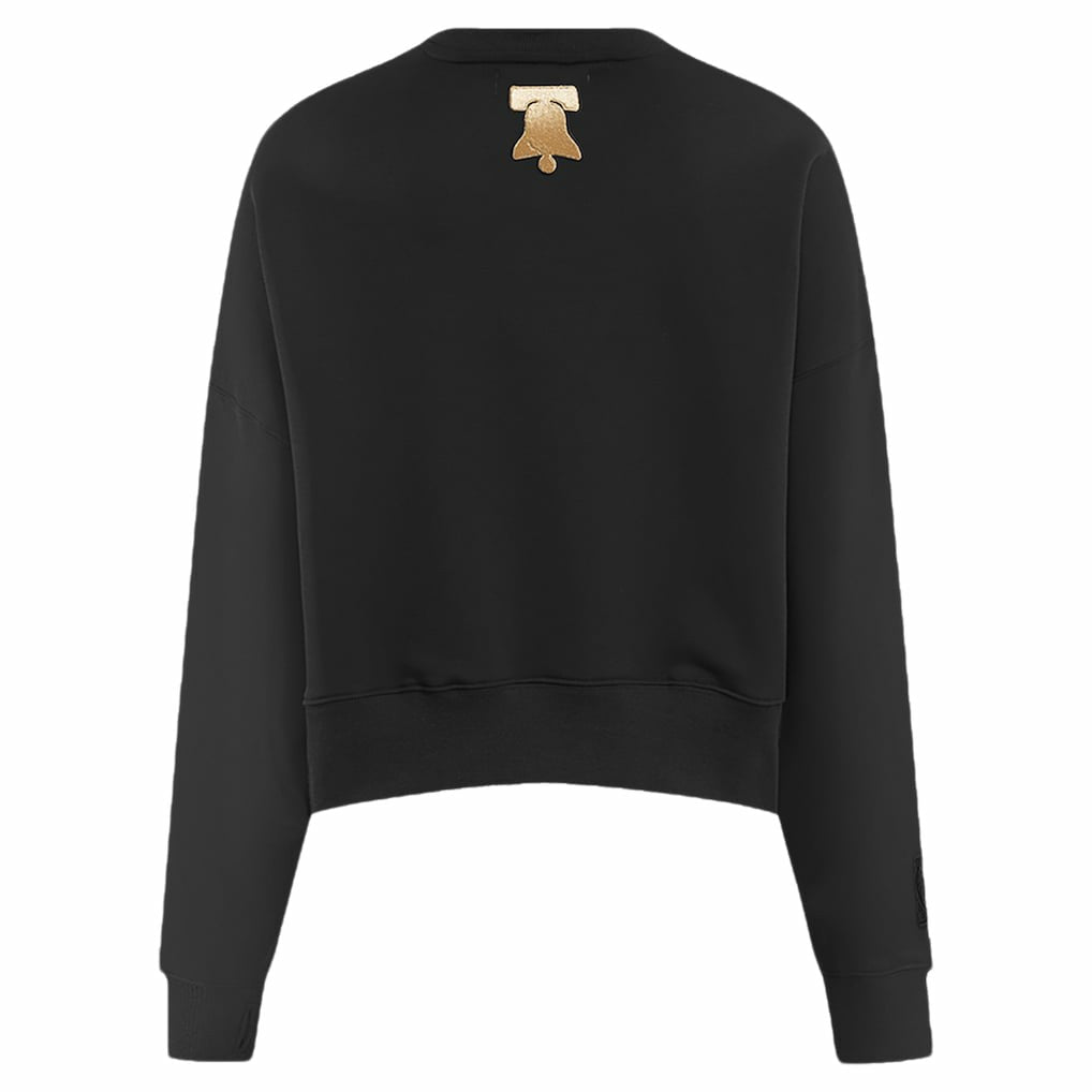 Black Philadelphia 76ers Pro Standard Women's Glam Cropped Pullover Sweatshirt - Black for sale | NBA