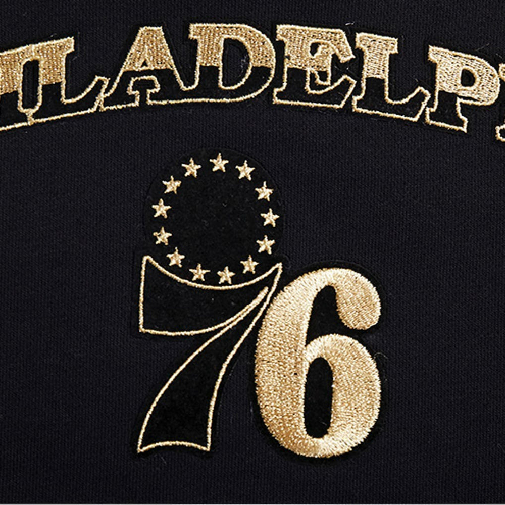 Black Philadelphia 76ers Pro Standard Women's Glam Cropped Pullover Sweatshirt - Black for sale | NBA