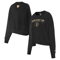 Black Brooklyn Nets Pro Standard Women's Glam Cropped Pullover Sweatshirt - Black shop | NBA