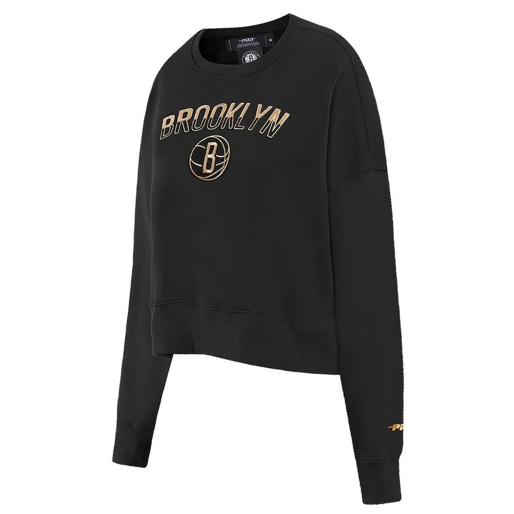 Black Brooklyn Nets Pro Standard Women's Glam Cropped Pullover Sweatshirt - Black shop | NBA