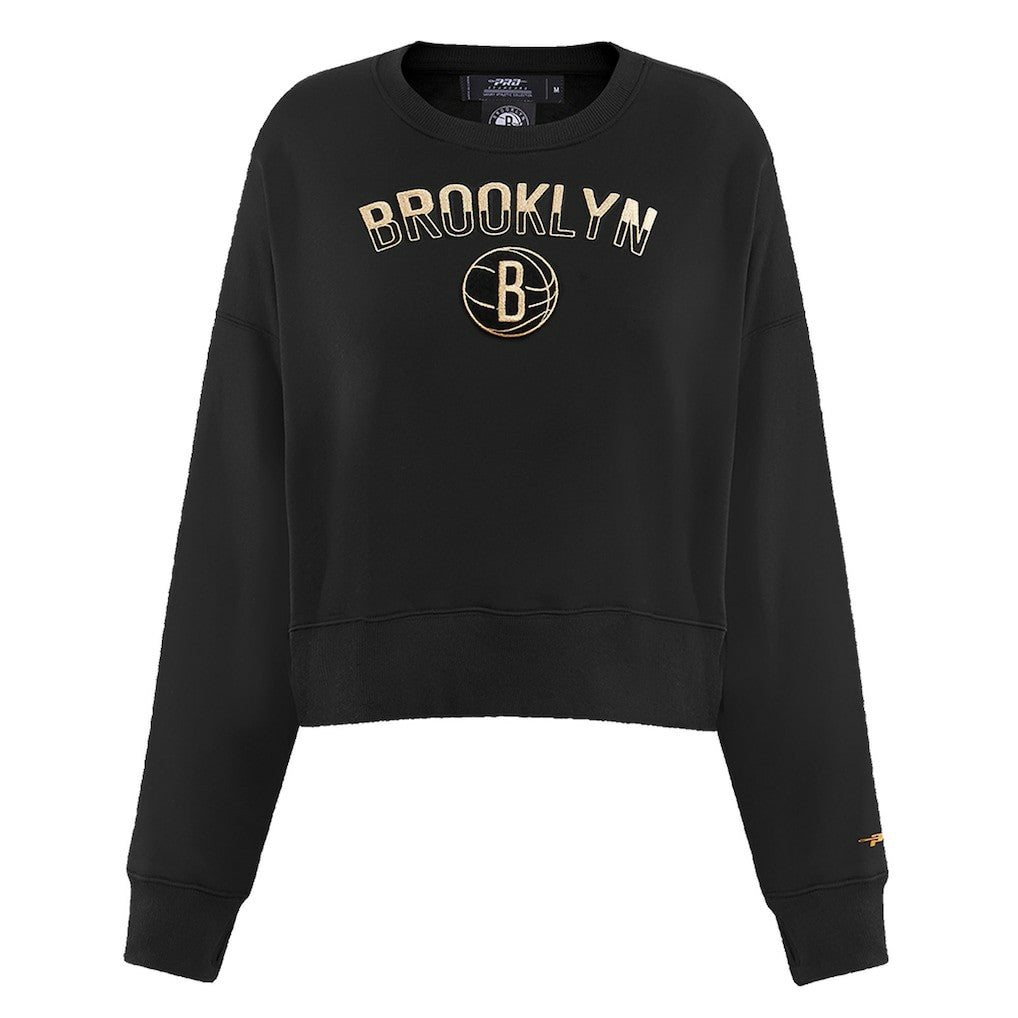 Black Brooklyn Nets Pro Standard Women's Glam Cropped Pullover Sweatshirt - Black shop | NBA