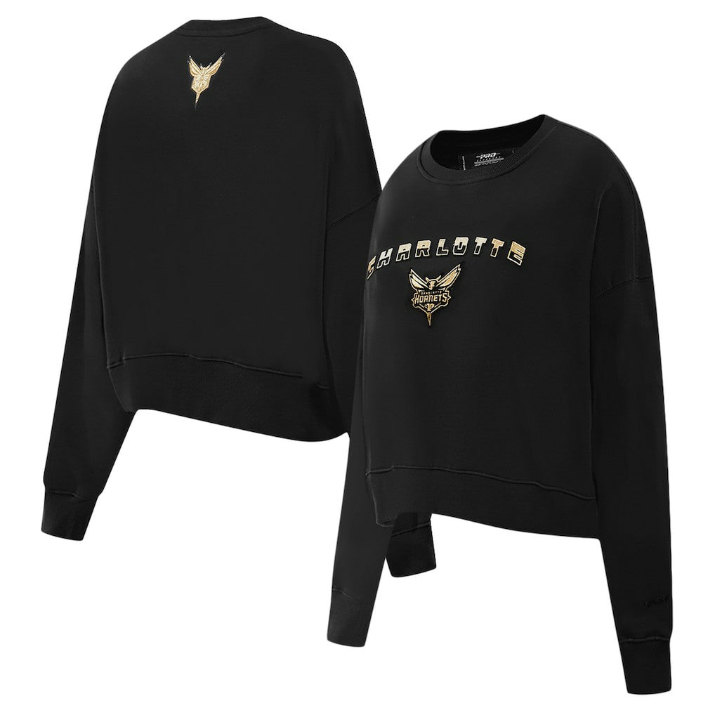 Black Charlotte Hornets Pro Standard Women's Glam Cropped Pullover Sweatshirt - Black online | NBA