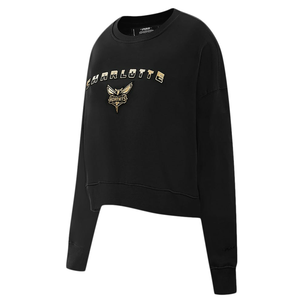 Black Charlotte Hornets Pro Standard Women's Glam Cropped Pullover Sweatshirt - Black online | NBA
