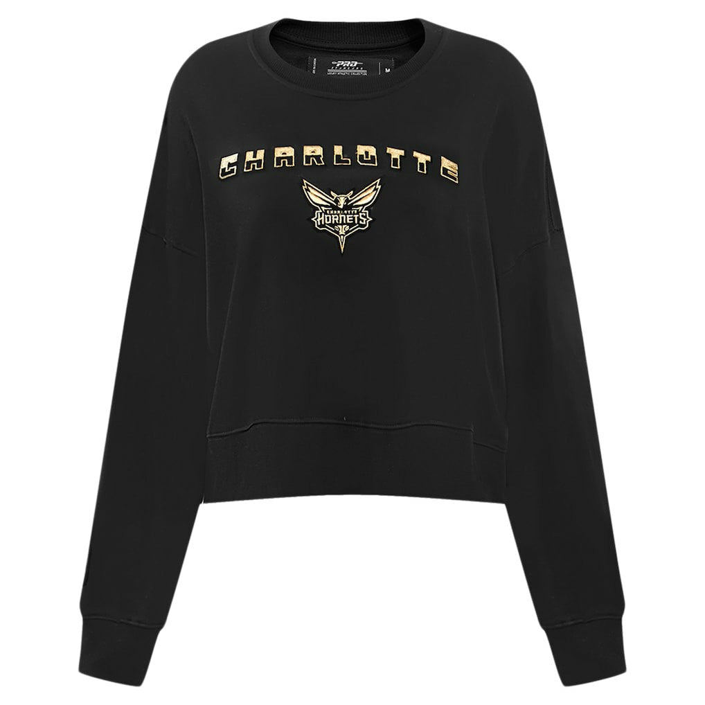 Black Charlotte Hornets Pro Standard Women's Glam Cropped Pullover Sweatshirt - Black online | NBA