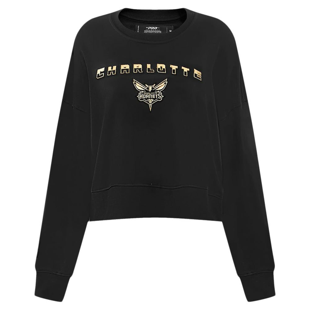 Black Charlotte Hornets Pro Standard Women's Glam Cropped Pullover Sweatshirt - Black online | NBA