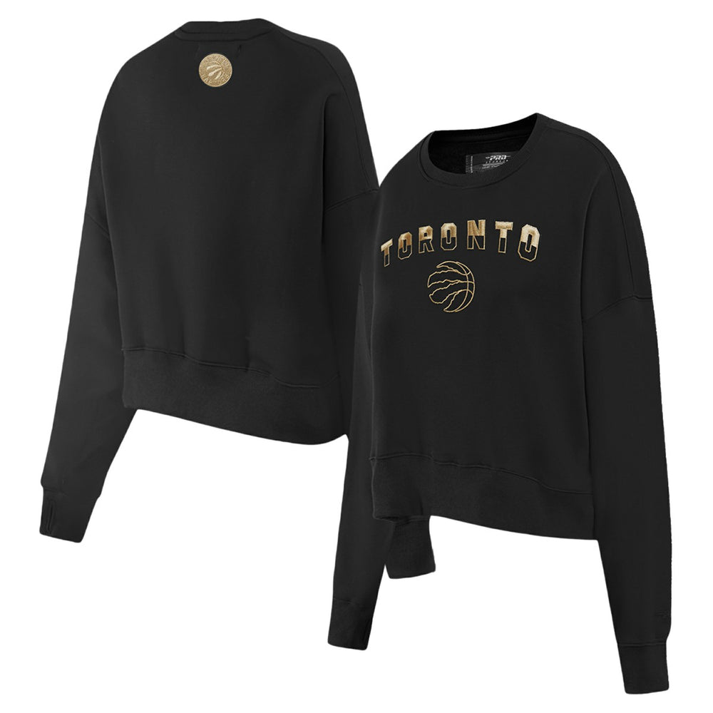 Black Toronto Raptors Pro Standard Women's Glam Cropped Pullover Sweatshirt - Black on sale | NBA