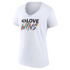 San Francisco 49ers Women's Love Wins V-Neck T-Shirt | NFL Outlet