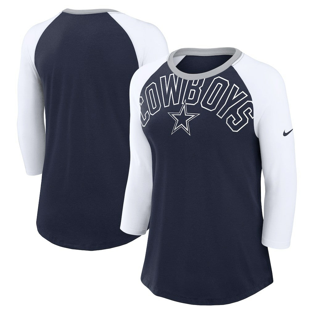 Dallas Cowboys Women's Knockout Arch Raglan Tri-Blend 3/4-Sleeve T-Shirt | NFL On sale