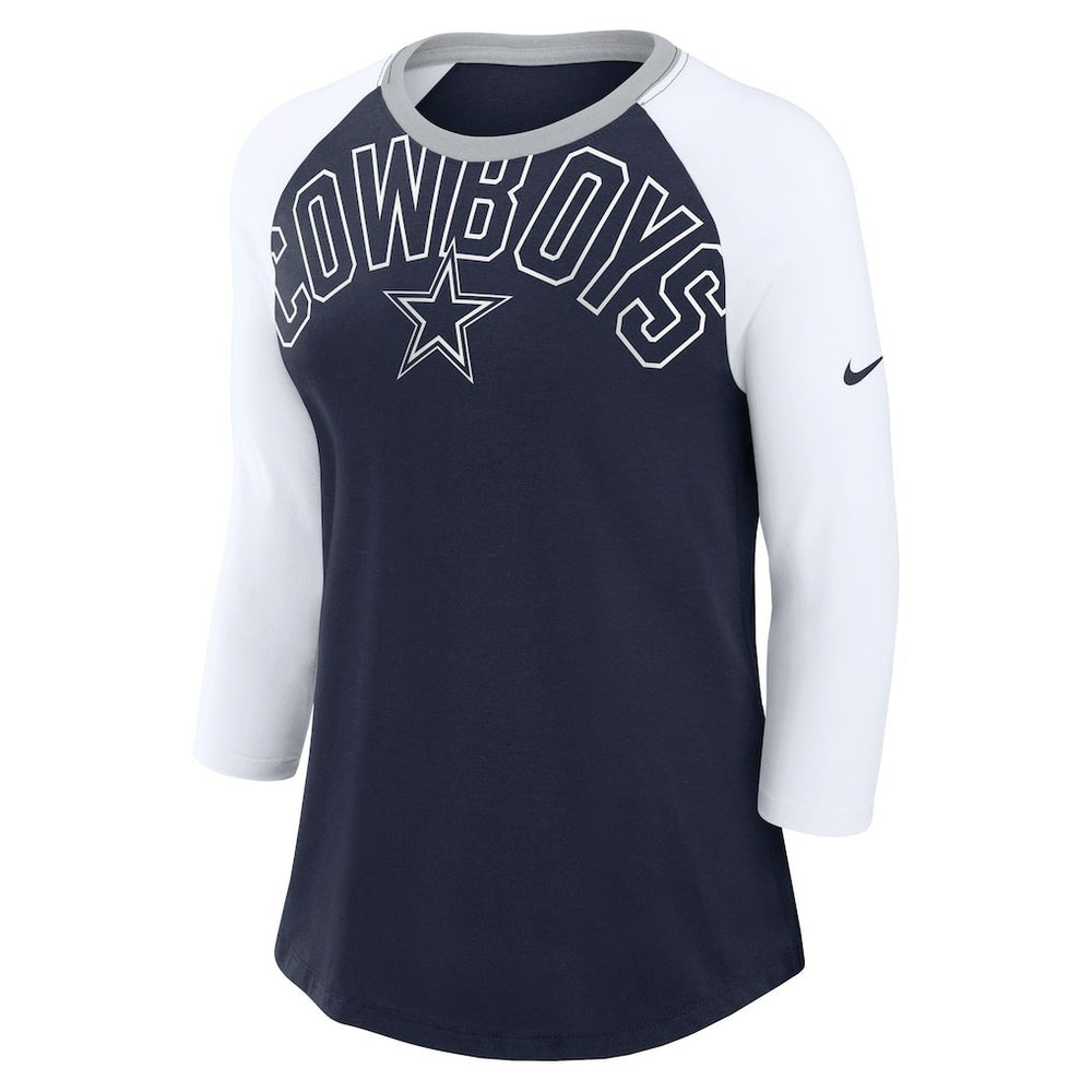 Dallas Cowboys Women's Knockout Arch Raglan Tri-Blend 3/4-Sleeve T-Shirt | NFL On sale