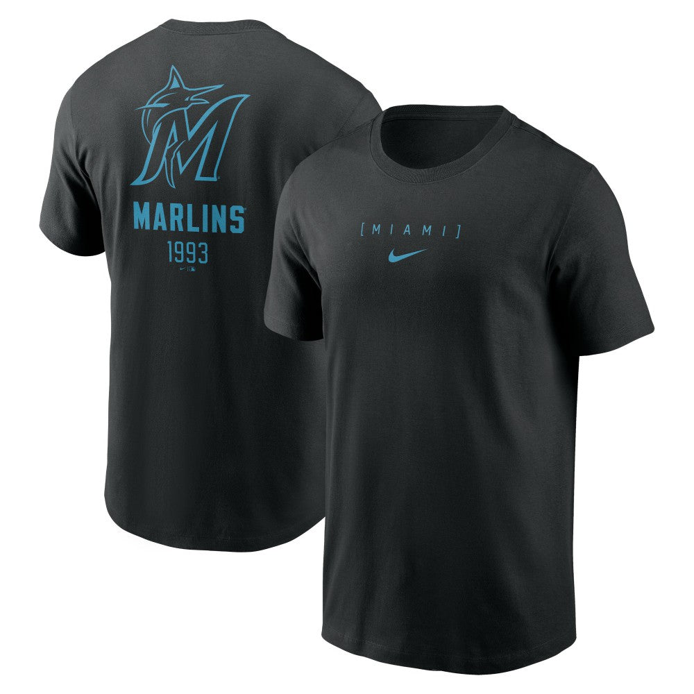 Miami Marlins Nike Large Logo Back Stack T-Shirt - MLB T-shirts