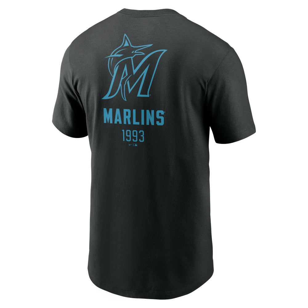 Miami Marlins Nike Large Logo Back Stack T-Shirt - MLB T-shirts