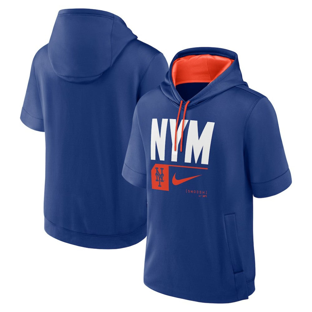 New York Mets Nike Tri Code Lockup Short Sleeve Pullover Hoodie - MLB Hoodies