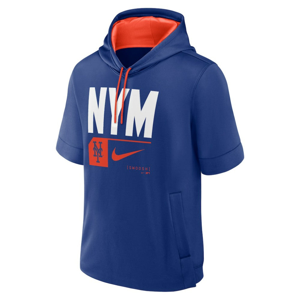 New York Mets Nike Tri Code Lockup Short Sleeve Pullover Hoodie - MLB Hoodies