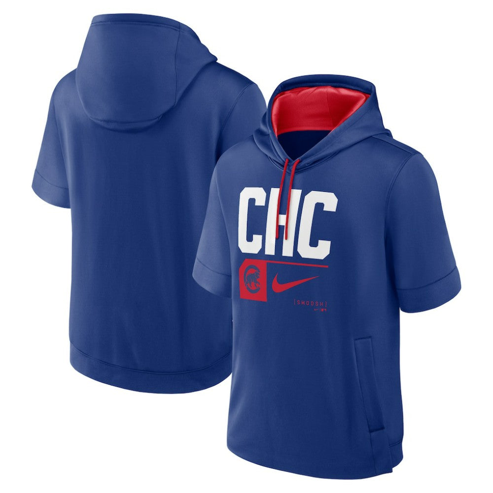 Chicago Cubs Nike Tri Code Lockup Short Sleeve Pullover Hoodie - MLB Hoodies