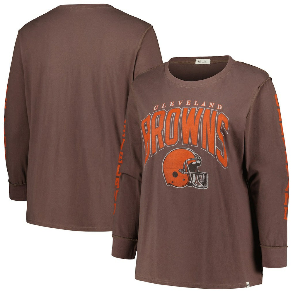 Cleveland Browns '47 Women's Plus Size Honey Cat SOA Long Sleeve T-Shirt | NFL Discount