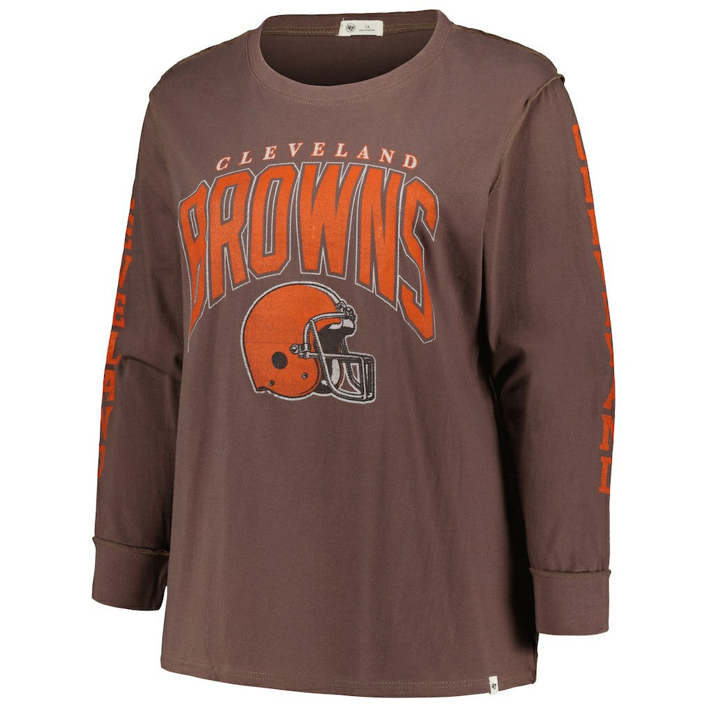 Cleveland Browns '47 Women's Plus Size Honey Cat SOA Long Sleeve T-Shirt | NFL Discount