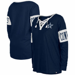 Dallas Cowboys Women's Lace-Up Notch Neck Long Sleeve T-Shirt | NFL Hot