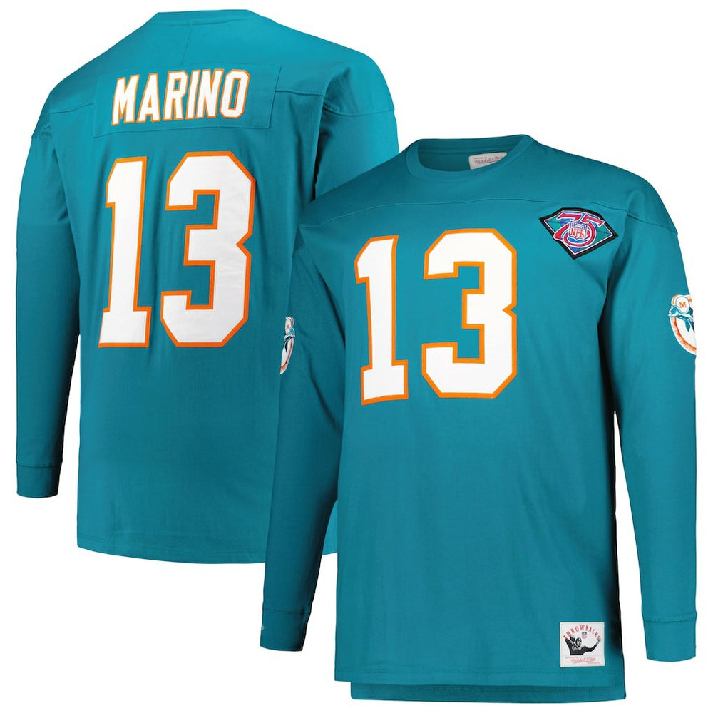 Miami Dolphins Dan Marino  Big & Tall Cut & Sew Player Name & Number Long Sleeve T-Shirt | NFL On sale