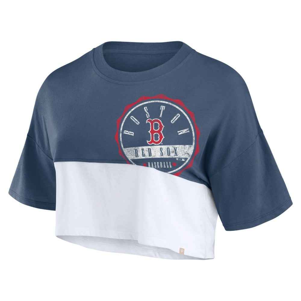 Boston Red Sox Fanatics Women's Color Split Boxy Cropped T-Shirt - MLB T-shirts