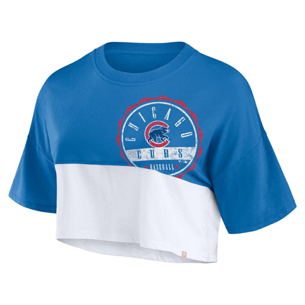Chicago Cubs Fanatics Women's Color Split Boxy Cropped T-Shirt - MLB T-shirts