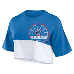 Chicago Cubs Fanatics Women's Color Split Boxy Cropped T-Shirt - MLB T-shirts