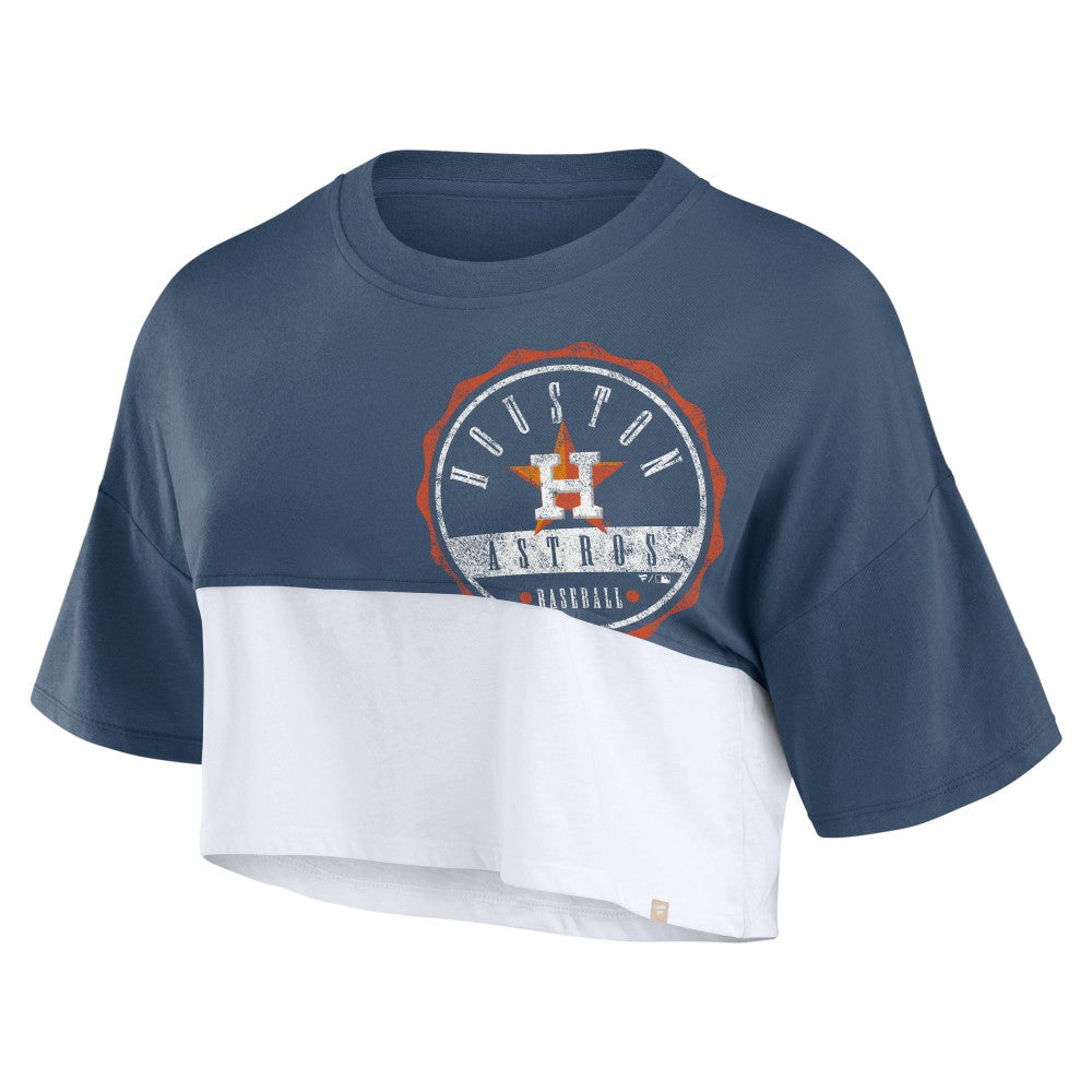 Houston Astros Fanatics Women's Color Split Boxy Cropped T-Shirt - MLB T-shirts