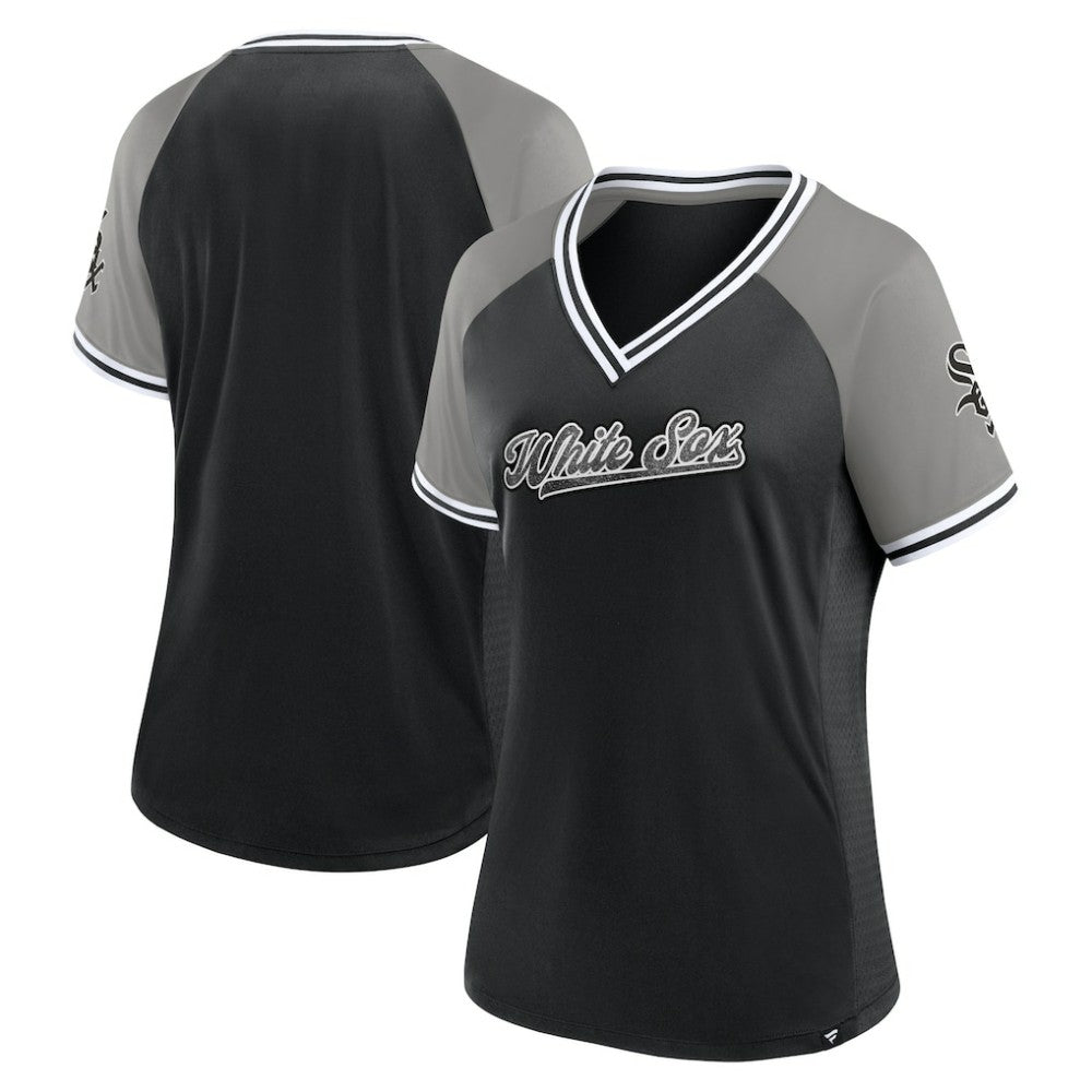 Chicago White Sox Fanatics Women's Glitz & Glam League Diva Raglan V-Neck T-Shirt - MLB T-shirts