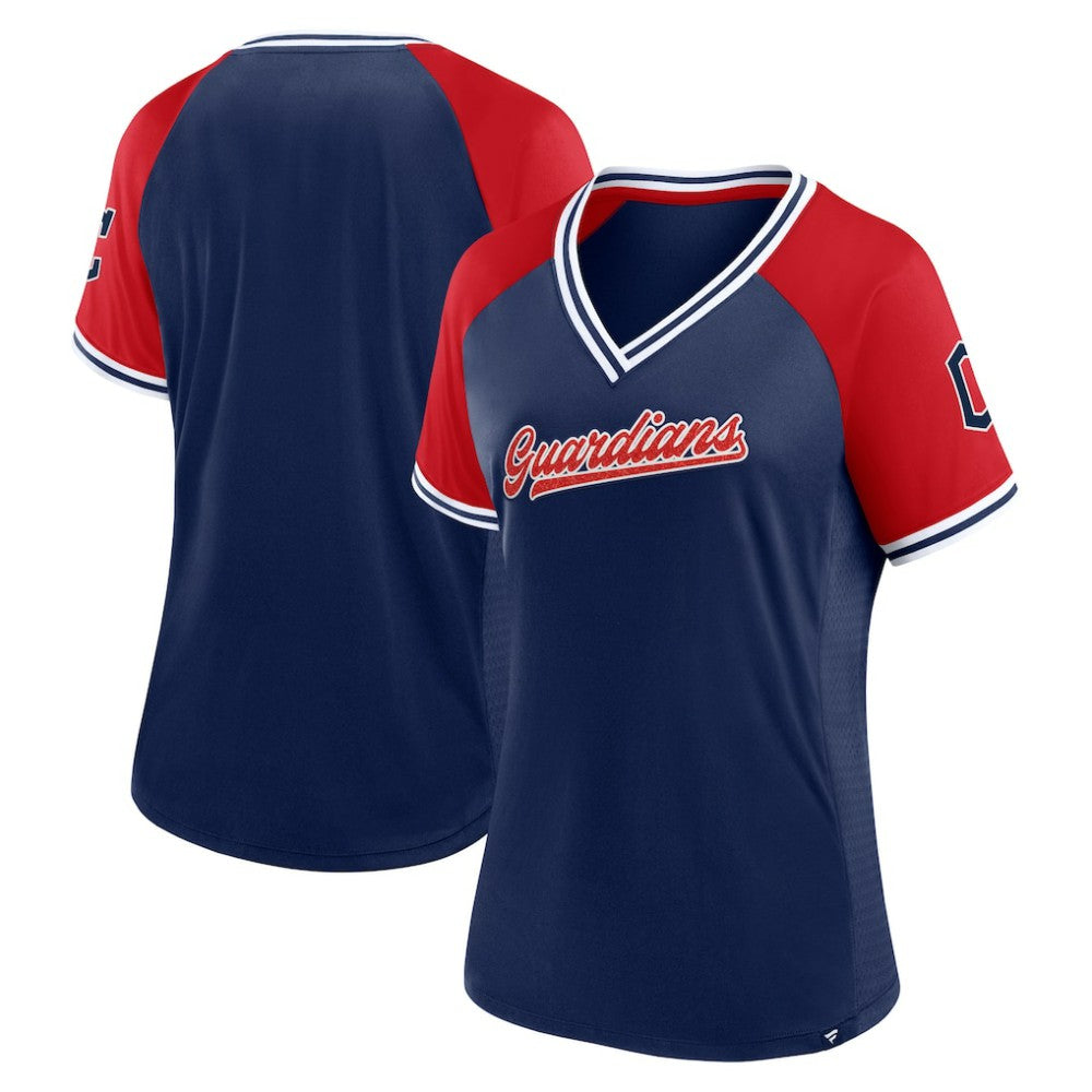 Cleveland Guardians Fanatics Women's Glitz & Glam League Diva Raglan V-Neck T-Shirt - MLB T-shirts