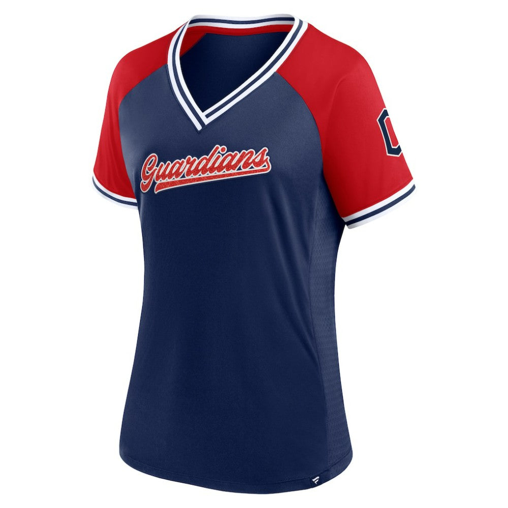 Cleveland Guardians Fanatics Women's Glitz & Glam League Diva Raglan V-Neck T-Shirt - MLB T-shirts