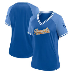 Kansas City Royals Fanatics Women's Glitz & Glam League Diva Raglan V-Neck T-Shirt - MLB T-shirts