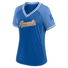 Kansas City Royals Fanatics Women's Glitz & Glam League Diva Raglan V-Neck T-Shirt - MLB T-shirts