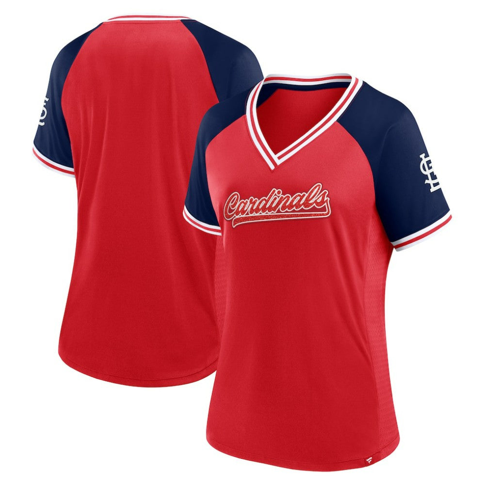St. Louis Cardinals Fanatics Women's Glitz & Glam League Diva Raglan V-Neck T-Shirt - MLB T-shirts