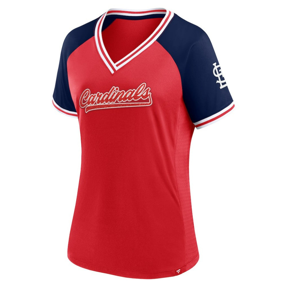 St. Louis Cardinals Fanatics Women's Glitz & Glam League Diva Raglan V-Neck T-Shirt - MLB T-shirts