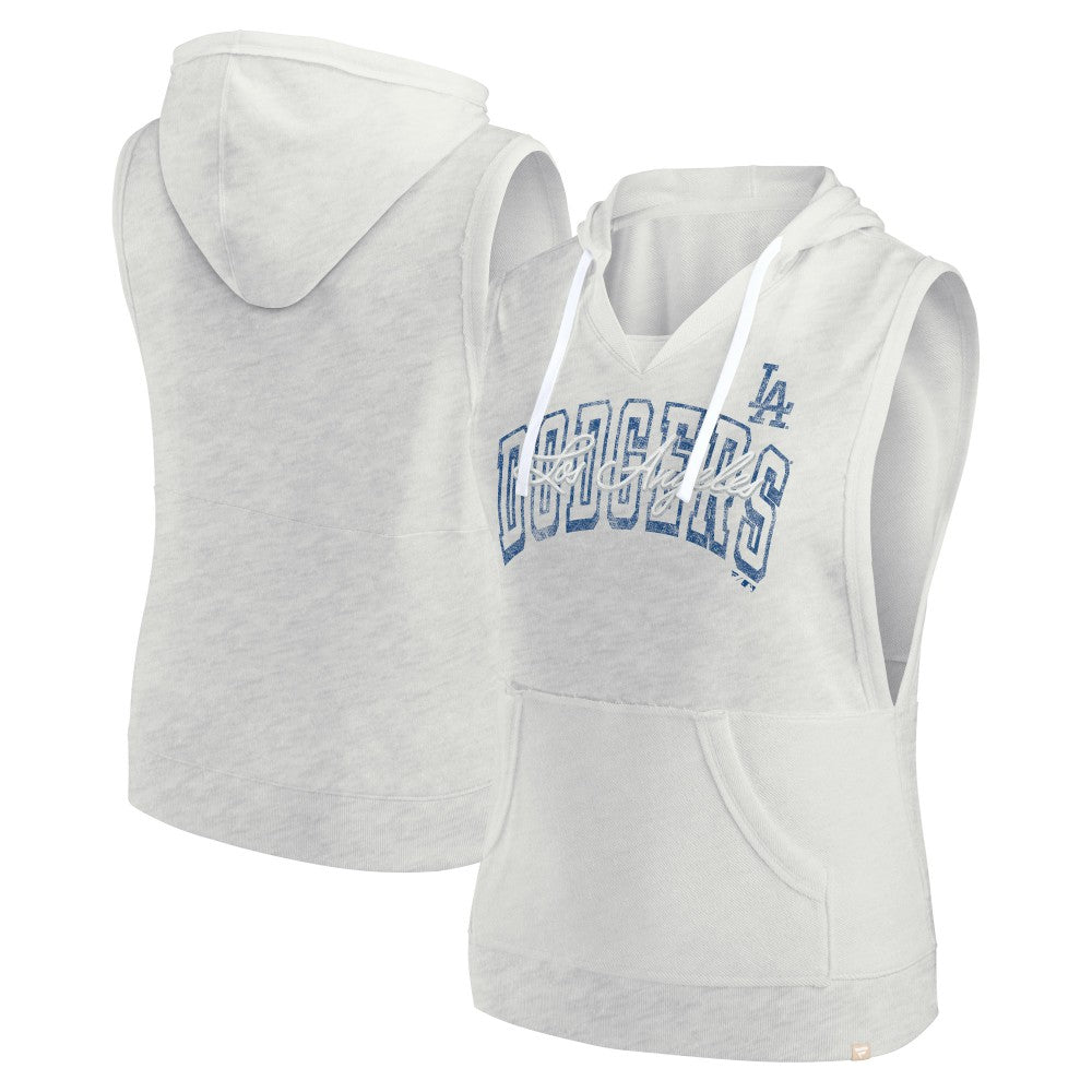 Los Angeles Dodgers Fanatics Women's Lounge Script Sleeveless Pullover Hoodie - MLB Hoodies