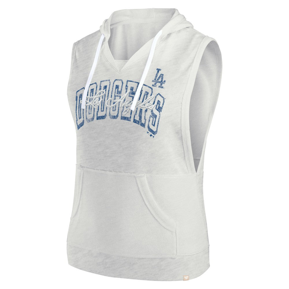 Los Angeles Dodgers Fanatics Women's Lounge Script Sleeveless Pullover Hoodie - MLB Hoodies