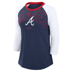 Atlanta Braves Nike Women's Knockout Arch 3/4-Sleeve Raglan Tri-Blend T-Shirt - MLB T-shirts