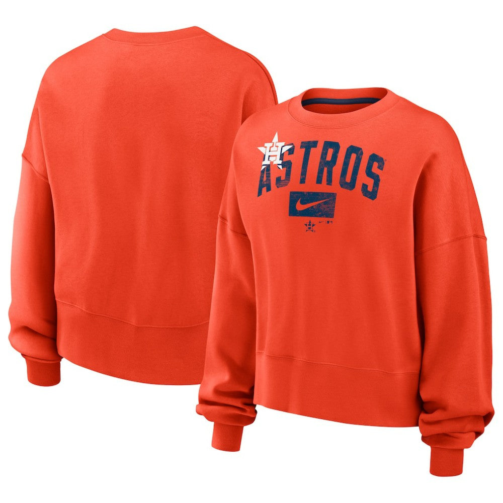Houston Astros Nike Women's Oversized Cropped Pullover Sweatshirt - MLB Pullover