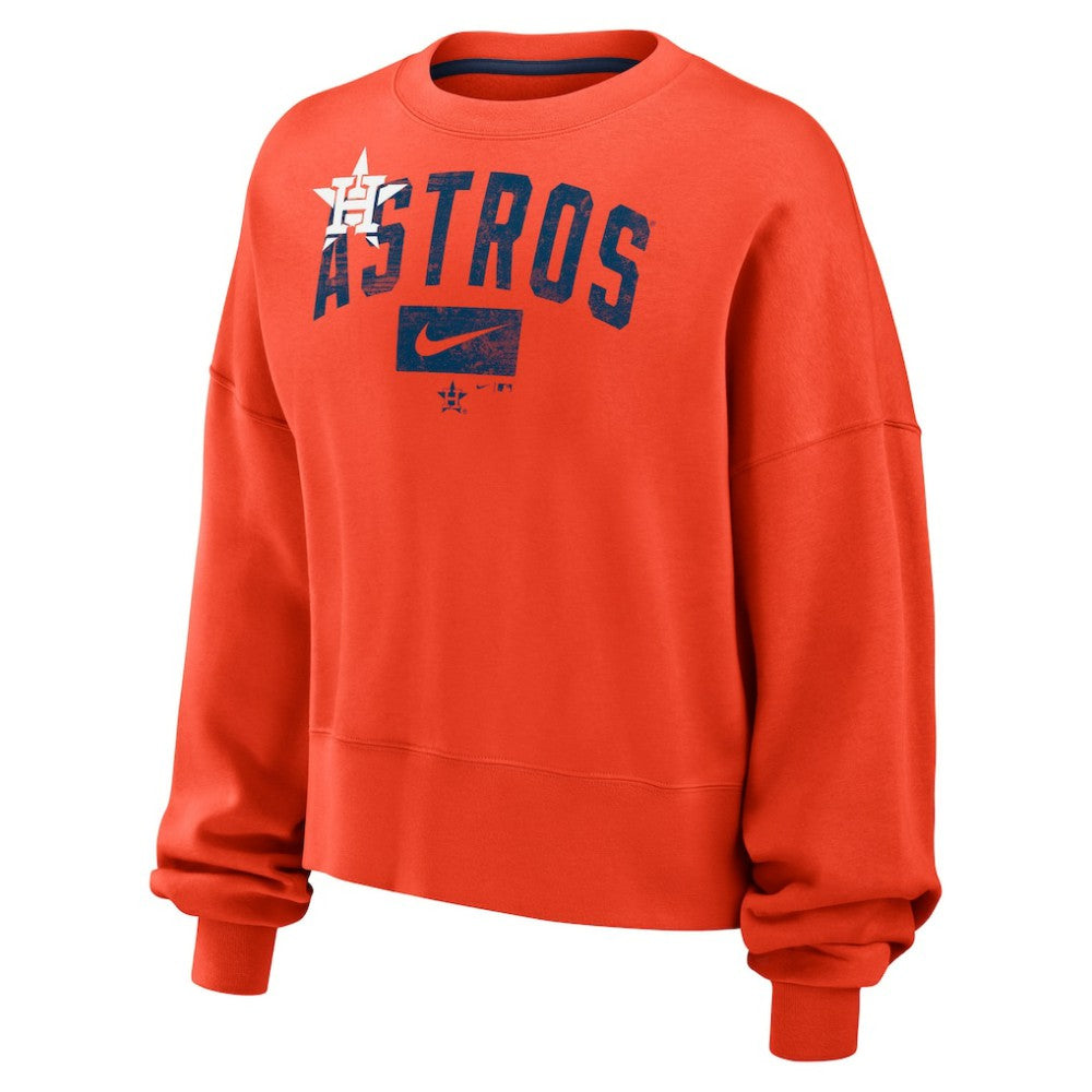 Houston Astros Nike Women's Oversized Cropped Pullover Sweatshirt - MLB Pullover