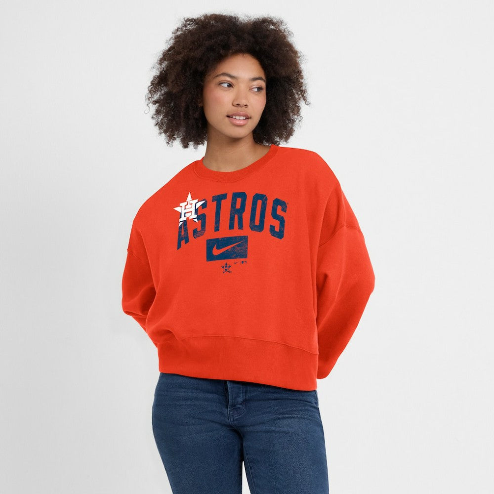 Houston Astros Nike Women's Oversized Cropped Pullover Sweatshirt - MLB Pullover