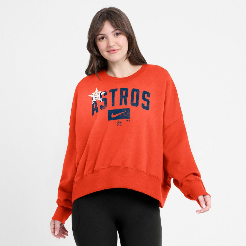 Houston Astros Nike Women's Oversized Cropped Pullover Sweatshirt - MLB Pullover