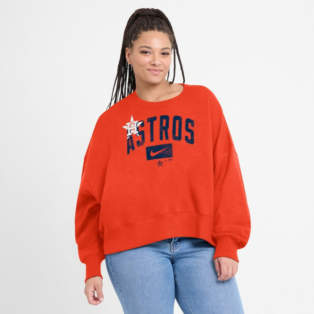 Houston Astros Nike Women's Oversized Cropped Pullover Sweatshirt - MLB Pullover