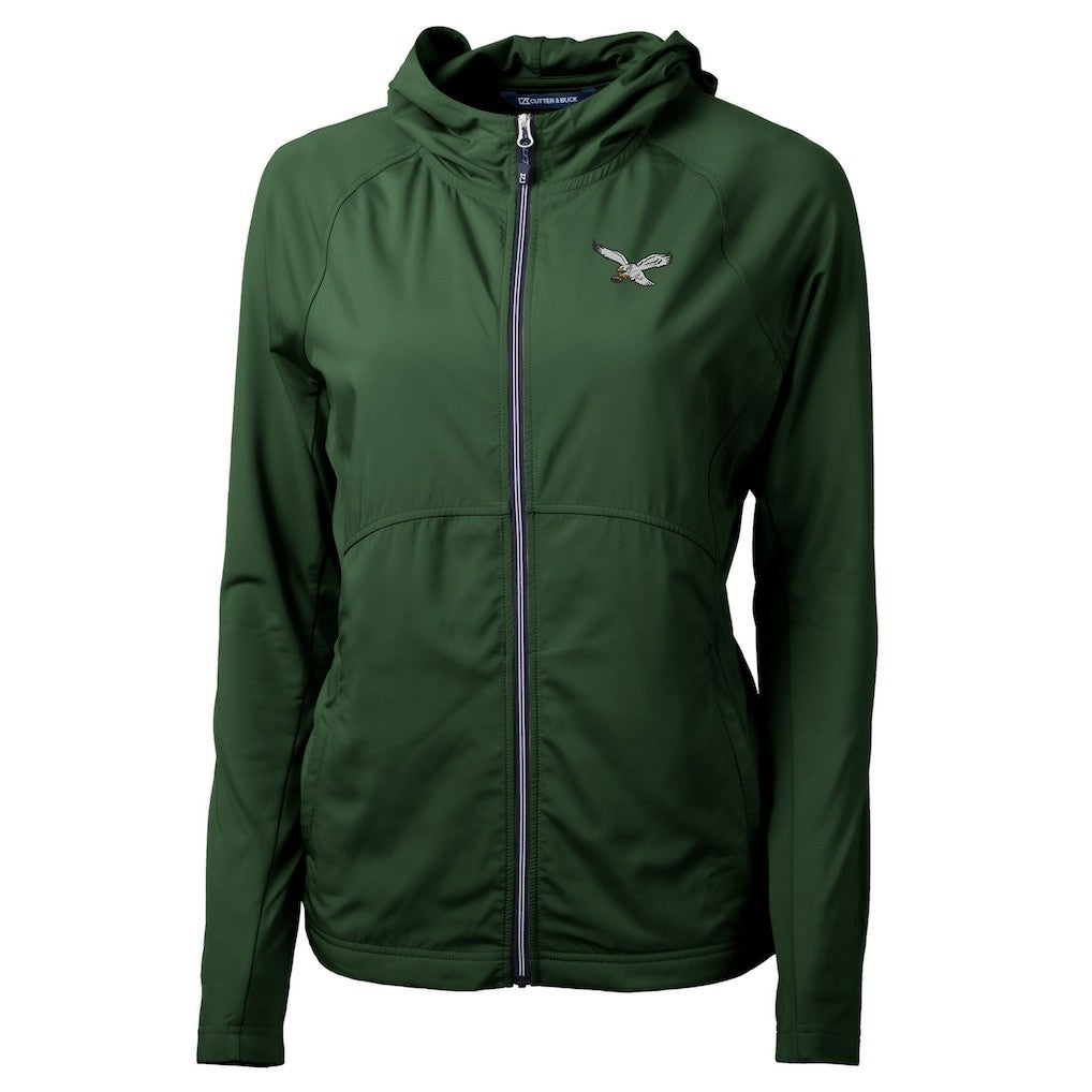 Philadelphia Eagles Cutter & Buck Women's Gridiron Classics Logo Adapt Eco Knit Hybrid Recycled Full-Zip Hoodie | NFL Hot