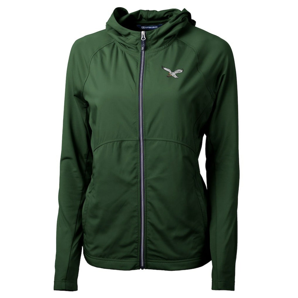 Philadelphia Eagles Cutter & Buck Women's Gridiron Classics Logo Adapt Eco Knit Hybrid Recycled Full-Zip Hoodie | NFL Hot