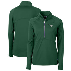 Philadelphia Eagles Cutter & Buck Women's Gridiron Classics Logo Adapt Eco Knit Stretch Recycled Half-Zip Pullover Top | NFL Discount